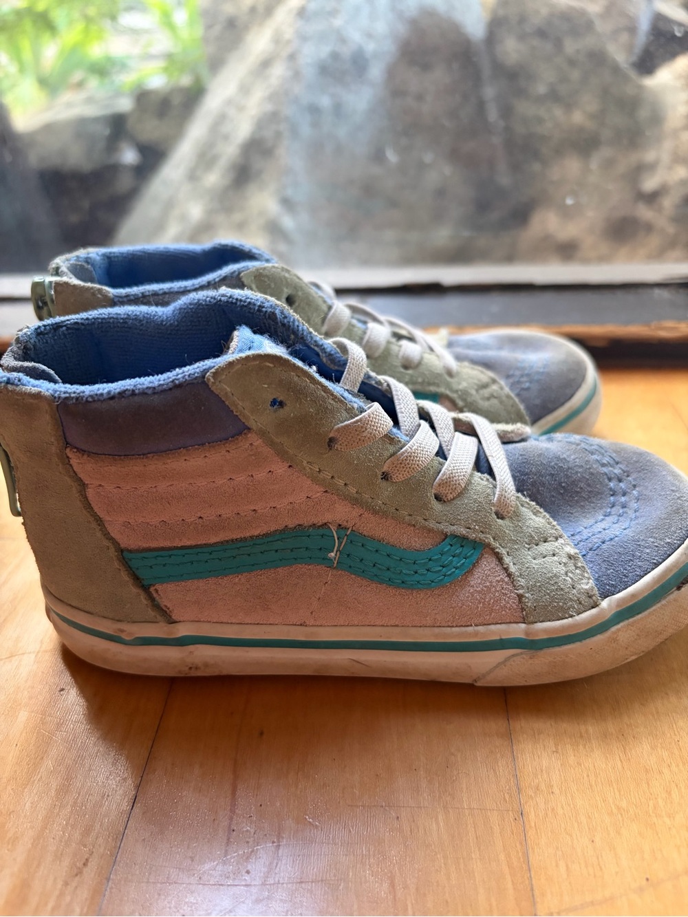 Vans Kids High-Top Sneakers in Blue, Teal, and Pink